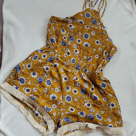Hem & Thread Pants - Mustard Floral Romper